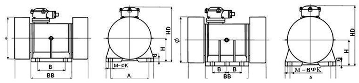 防爆振動(dòng)電機(jī)安裝尺寸